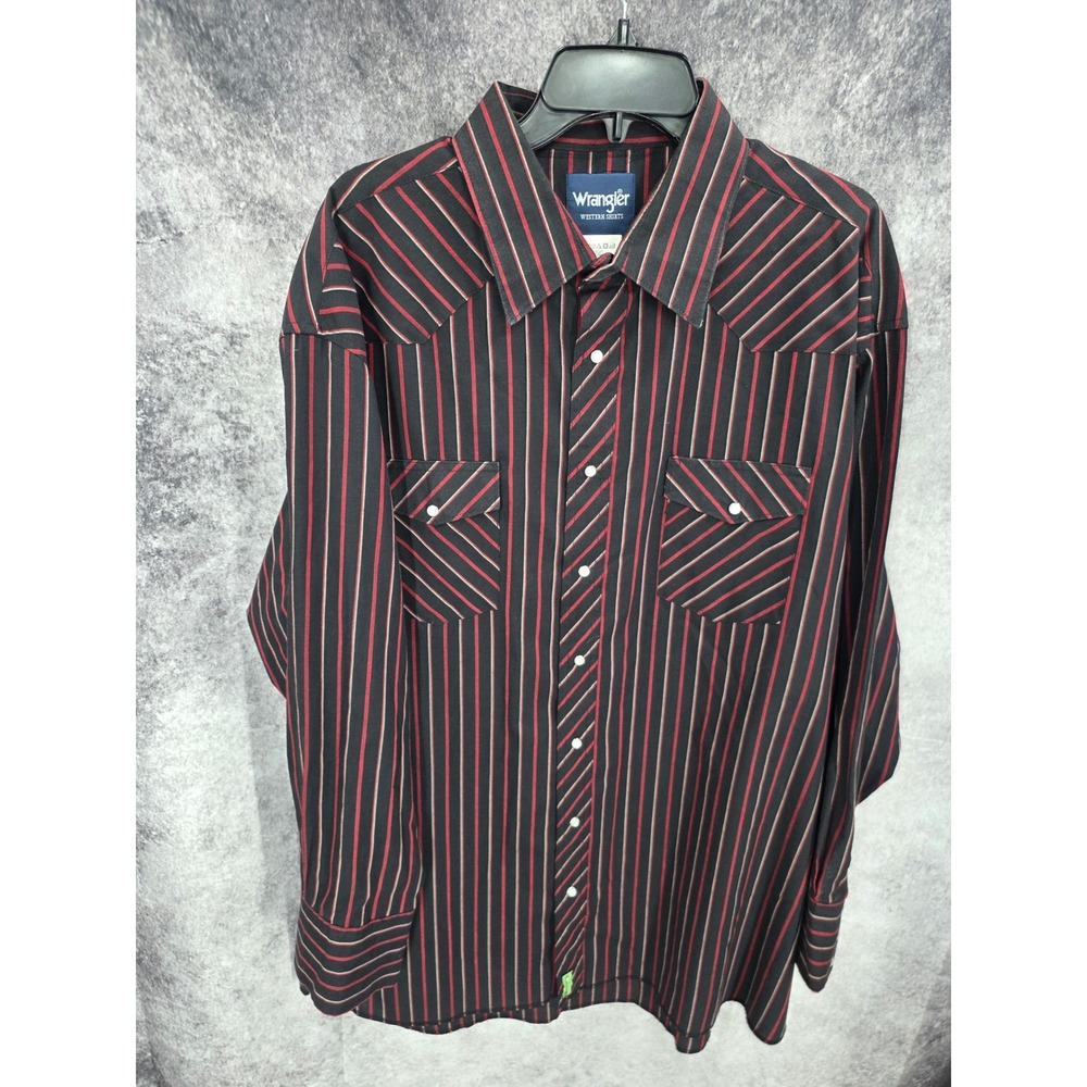 Vintage Wrangler Western Shirts Mens 3XL 19X36 Striped Pearl Snap Cowboy 90s Y2K
